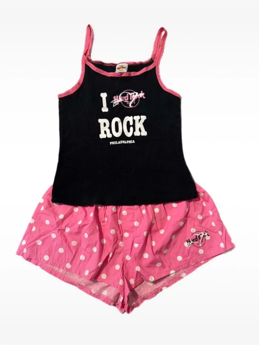 Discontinued Hard Rock Cafe Philadelphia Cami & Polka Dot Shorts Women’s M